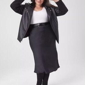 Lane Bryant Black Midi Satin Bias Cut Slip Skirt Size 18 NWOT